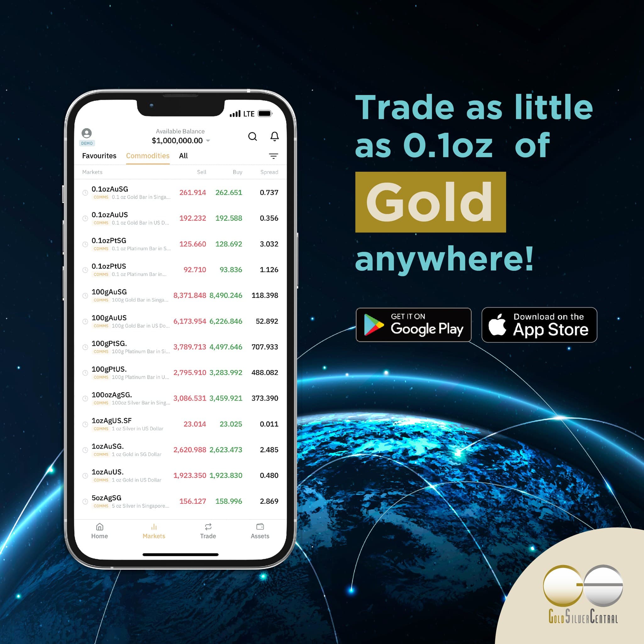 GoldSilver Central mobile app